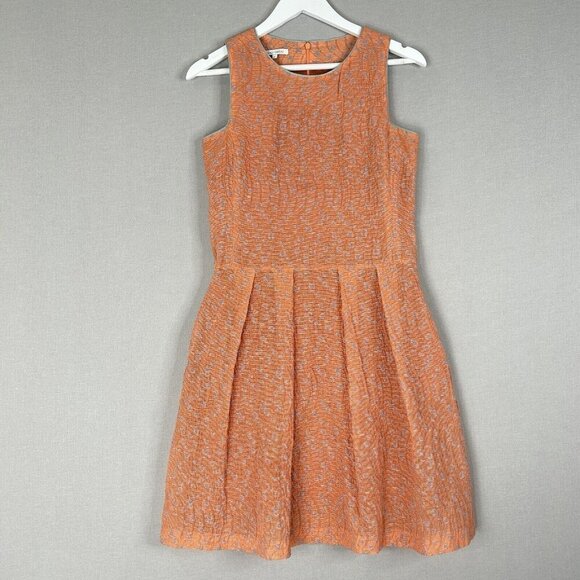 Lagi Nadeau Dresses & Skirts - Lagi Nadeau Womens Dress 2 Orange Polka Dot Jacquard Textured Pleated USA Made